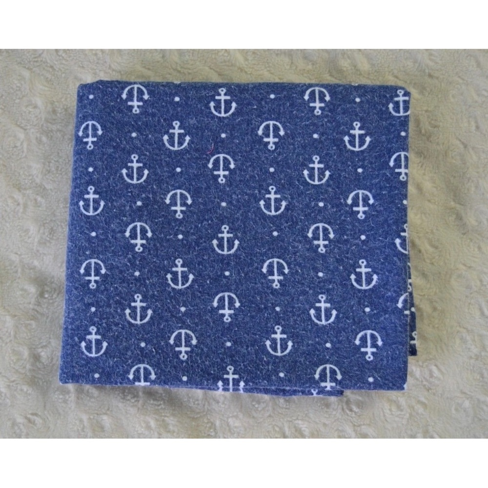 CuddleTime Anchor Baby Blanket Receiving Blue White Flannel Polka Dot Cuddle